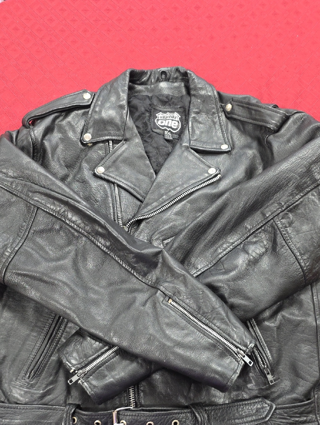 Menâs Black Leather Biker Jacket By